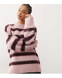 Monki - Oversized Fluffy Stripe Jumper - Lyst