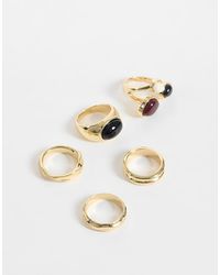 ASOS - Multi-Pack Of Ring With Stone-Settings - Lyst