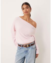 ASOS - Fluffy Knitted One Shoulder Jumper With Cinched Waist - Lyst