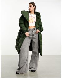 Noisy May - Droplets Longline Padded Coat With Oversized Hood - Lyst