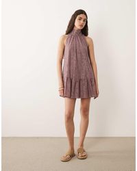 ASOS - High Neck Smock Mini Lace Dress - Lyst