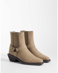 ASOS - Cuban Heeled Chelsea Boot With Buckle Detail - Lyst