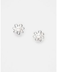 Kingsley Ryan - – blumen-ohrstecker aus sterling mit perlendetail - Lyst