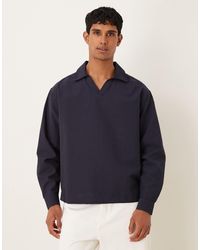 ASOS - Oversized Textured Shirt With Open Collar - Lyst