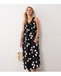 ASOS - Asos Design Petite V Neck Smock Poplin Maxi Dress With Lace Overlay - Lyst