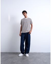 TOPMAN - Premium Relaxed Fit Stripe T-shirt - Lyst