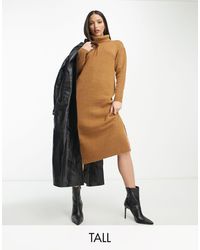 New Look - Roll Neck Knitted Midi Dress - Lyst