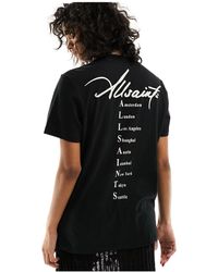 AllSaints - Camiseta boyfriend negra callie - Lyst