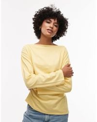 TOPSHOP - Asymmetric Slash Neck Long Sleeve Top - Lyst