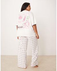 ASOS - Asos design curve – pyjama-set mit oversize-t-shirt mit "girls night"-motivprint und weit geschnittener hose - Lyst