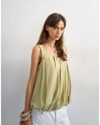 TOPSHOP - Linen Rich Twist Bubble Hem Chuck On Cami - Lyst