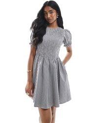 Daisy Street - Puff Sleeve Shirred Bodice Mini Dress - Lyst