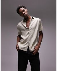 TOPMAN - Short Sleeve Relaxed Fit Bandana Jacquard Shirt - Lyst