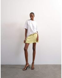 TOPSHOP - Mixed Fabric Satin Flippy Mini Skirt - Lyst