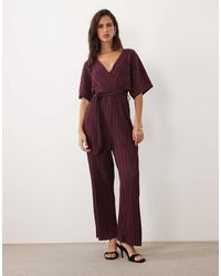 Y.A.S - Tie Waist Plisse Jumpsuit - Lyst