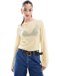 ASOS - Jersey Amarillo Pastel Con Cuello Redondo De Punto Suelto De - Lyst