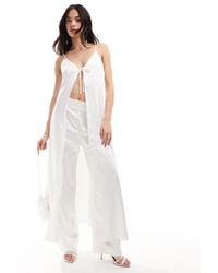 Y.A.S - Bridal Satin Tie Front Maxi Cami Top Co-ord With Train - Lyst