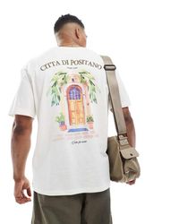 Jack & Jones - Camiseta Color Crema Extragrande Con Estampado "Positano" En La Espalda De -Blanco - Lyst