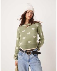 Jdy - Crew Neck Heart Knitted Jumper - Lyst