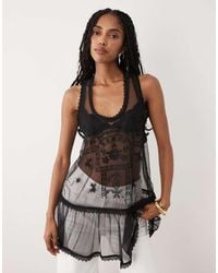 Miss Selfridge - Embroidered Mesh Cami Top - Lyst