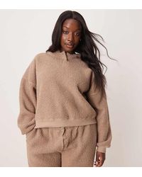 ASOS - Asos Design Curve Lounge Borg Oversized Hoodie & jogger Set - Lyst