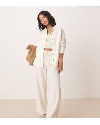 JDY Petite - Wide Leg Linen Trouser Co-ord - Lyst
