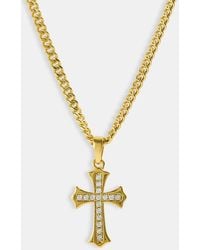 CERNUCCI - Polished Edge Iced Cross Cuban 25Mm Necklace - Lyst