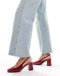 London Rebel - Sabot Verniciato Con Cinturino Sul Retro E Tacco Largo - Lyst