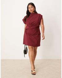 ASOS - Asos Design Curve High Neck Pleated Bengaline Mini Dress - Lyst