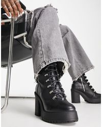 ASOS - Chunky Heeled Lace Up Boot - Lyst