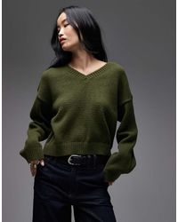 ASOS - Knitted Wide Sleeve V Neck Jumper - Lyst