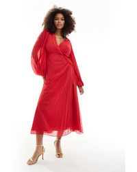 ASOS - Pleated Dobby Chiffon Wrap Button Detail Maxi Dress - Lyst