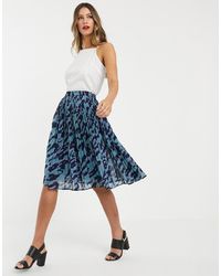 Vero Moda Plissierter Minirock mit Tigermuster - Blau