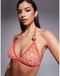 River Island - Monogram Printed Bikini Top - Lyst