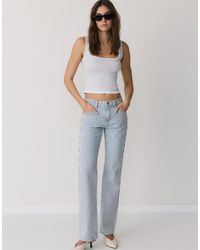 Stradivarius - Two-piece Effect Square Neckline Top - Lyst