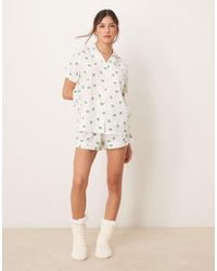 Loungeable - Pigiama Plumetis Con Stampa Di Cactus Composto Da Pantaloncini E Camicia A Maniche Corte - Lyst