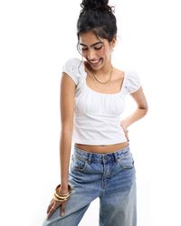 ASOS - Broderie Milkmaid Top - Lyst
