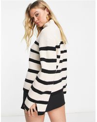 & Other Stories - Jersey blanco hueso a rayas negras con cuello alto - Lyst