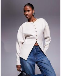 GOOD AMERICAN - Compact Knit Cinched Waist Ovoid Sleeve Longline Cardigan - Lyst