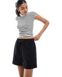 ASOS - Short Met Linnenlook En Elastische Taille - Lyst