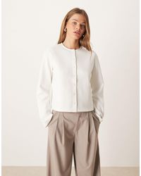 ASOS - Interlock Button Through Boxy Top With Shoulder Pads - Lyst