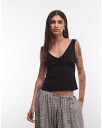 Reclaimed Vintage - Linen V Neck Button Detail Top - Lyst