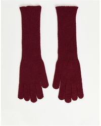 ASOS Knitted Long Gloves - Red