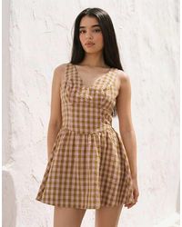 ASOS - Waisted V Neck Mini Sundress With Seaming Details - Lyst