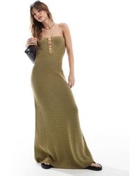 4th & Reckless - Bandeau Gold Ring Detail Cutout Crochet Beach Maxi Dress - Lyst