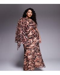 ASOS - Asos Design Curve Layered Sleeve Overlay Maxi Dress With Draped Skirt - Lyst