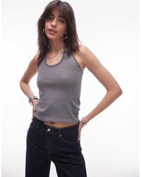 TOPSHOP - Rib Halter Top - Lyst