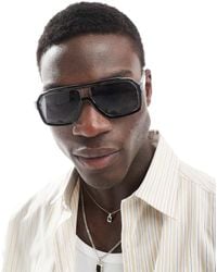 ASOS - Gafas De Sol Negras Y Transparentes De Estilo Aviador Con Lentes Ahumadas De - Lyst