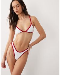 Free Society - Triangle Bikini Top With Red Contrast Trim - Lyst