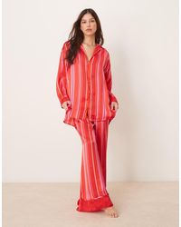 Free People - Dreamy Days Satin Striped Pyjama Set - Lyst